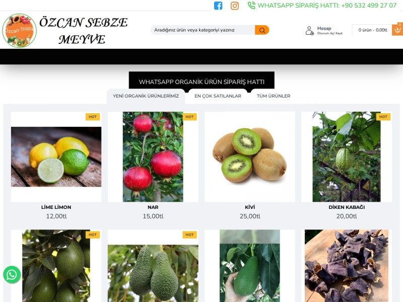 Ozcansebzemeyve Web Tasarım Masaüstü
