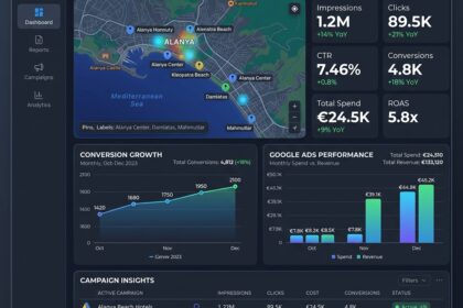 Alanya bölgesinde Google reklamları ve dijital pazarlama yönetimi paneli